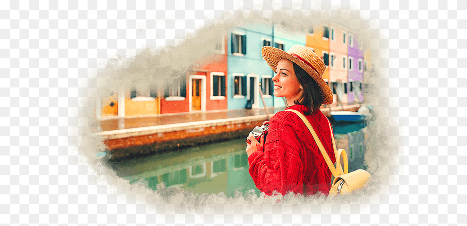 Traveller Taking In The Sights Of Italy Girl, Woman, Head, Person, Female Png Image