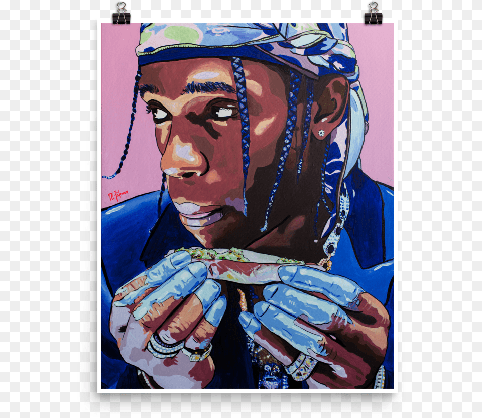 Travis Scott Thumbnail Poster, Adult, Person, Painting, Hand Free Transparent Png
