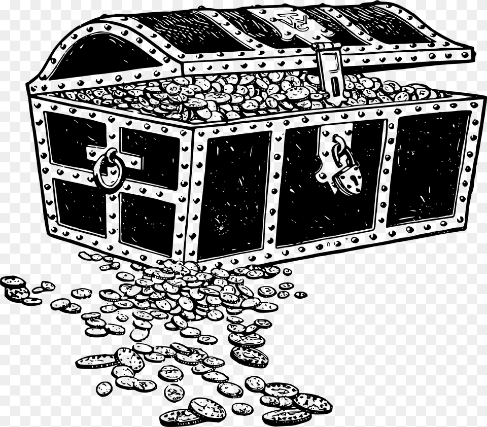 Treasure Chest Black And White Clipart Png