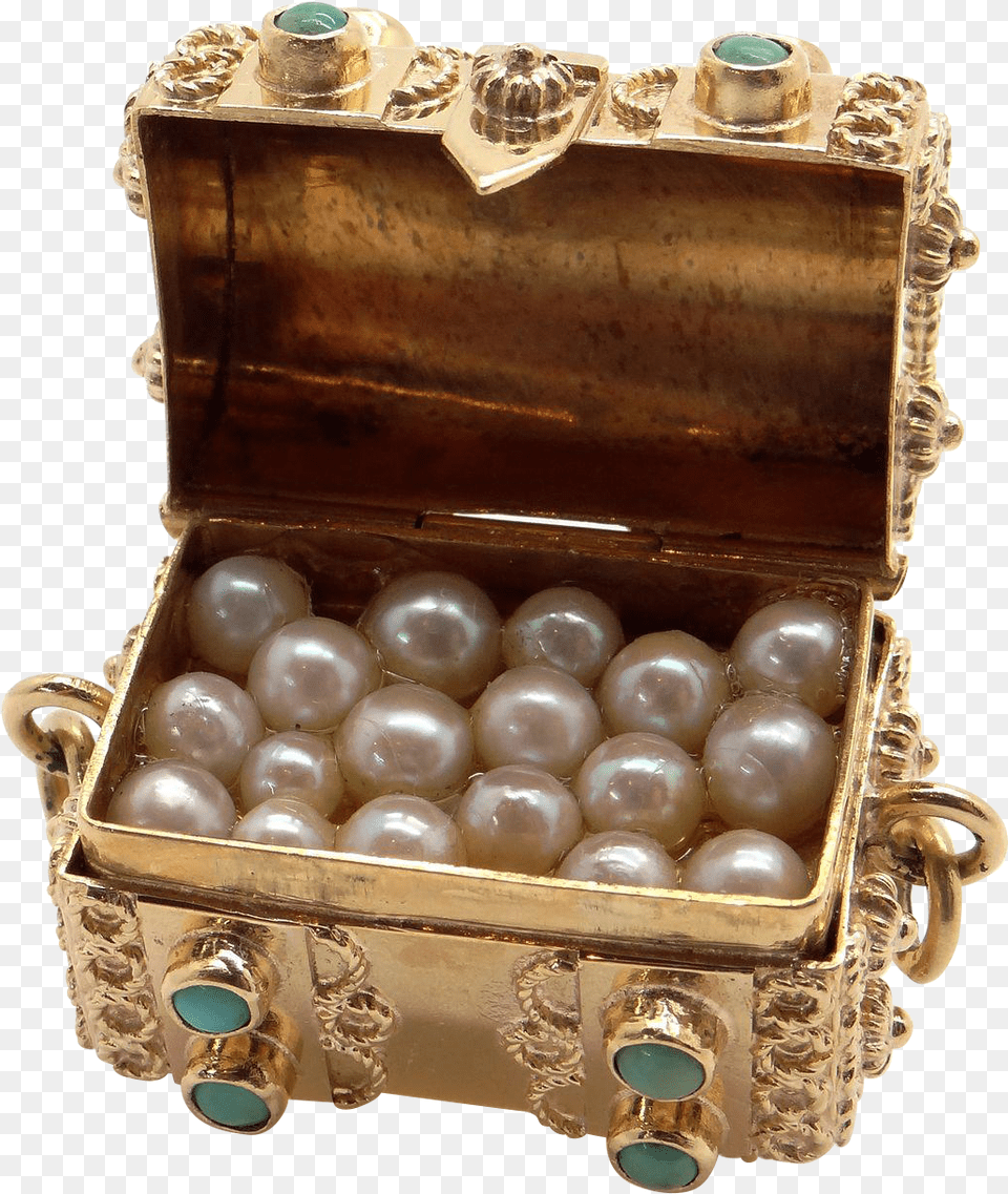 Treasure Chest Gold Pearl, Accessories, Jewelry Png Image