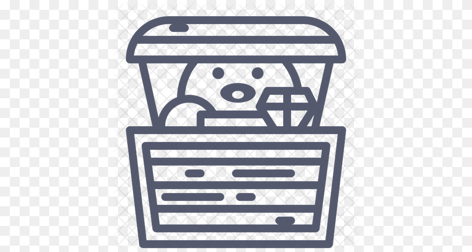 Treasure Chest Icon Of Line Style Kiosk Logo, Gate, Basket Free Transparent Png