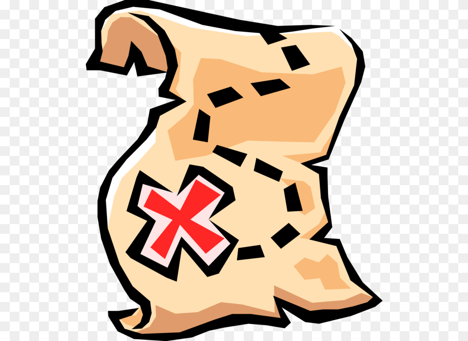 Treasure Map With X Marking Spot, Bag, Plastic, Person, Symbol Free Transparent Png