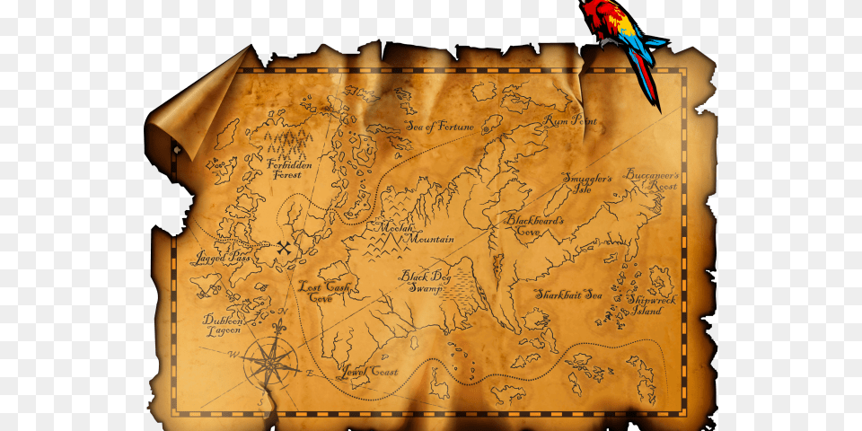 Treasure Transparent Images Pirates Treasure Map Transparent, Chart, Plot, Animal, Bird Free Png Download