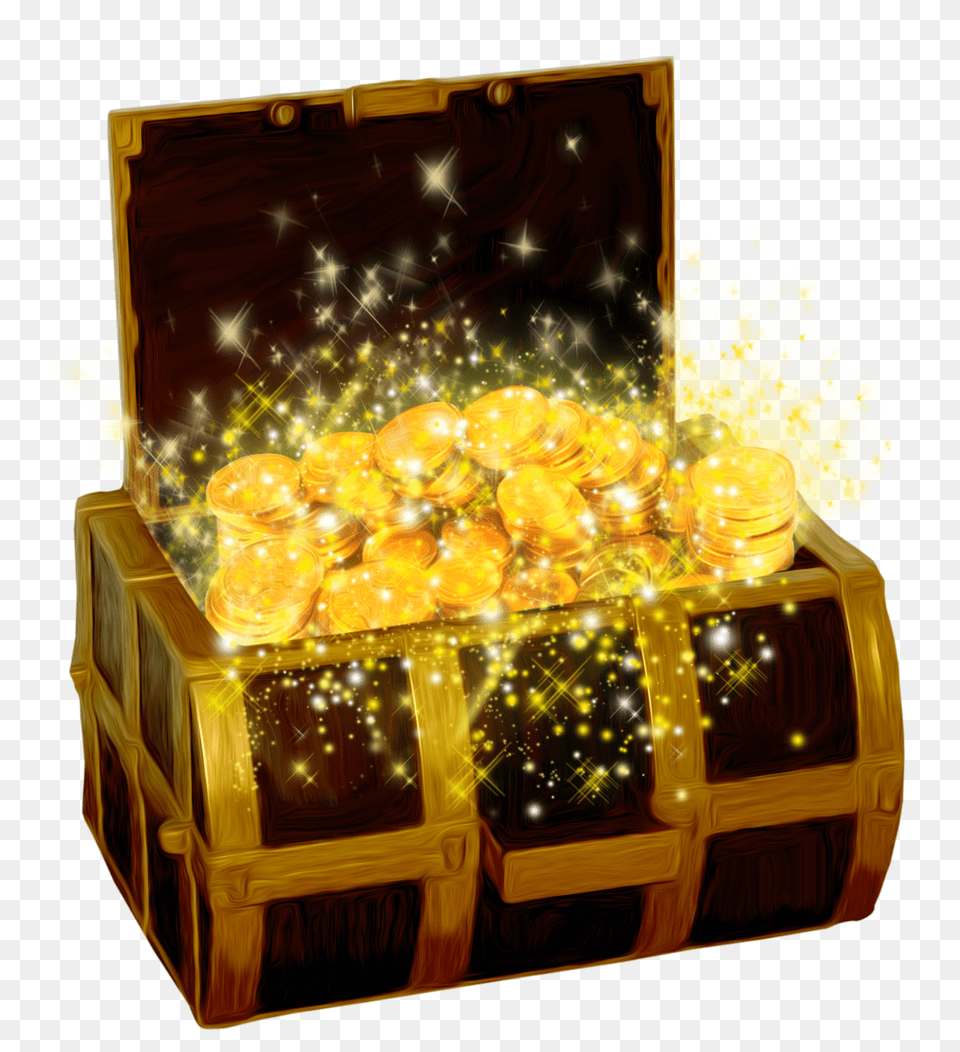 Treasure With Crown And Jewels Stickpng Treasure Box With Coins Free Png Download