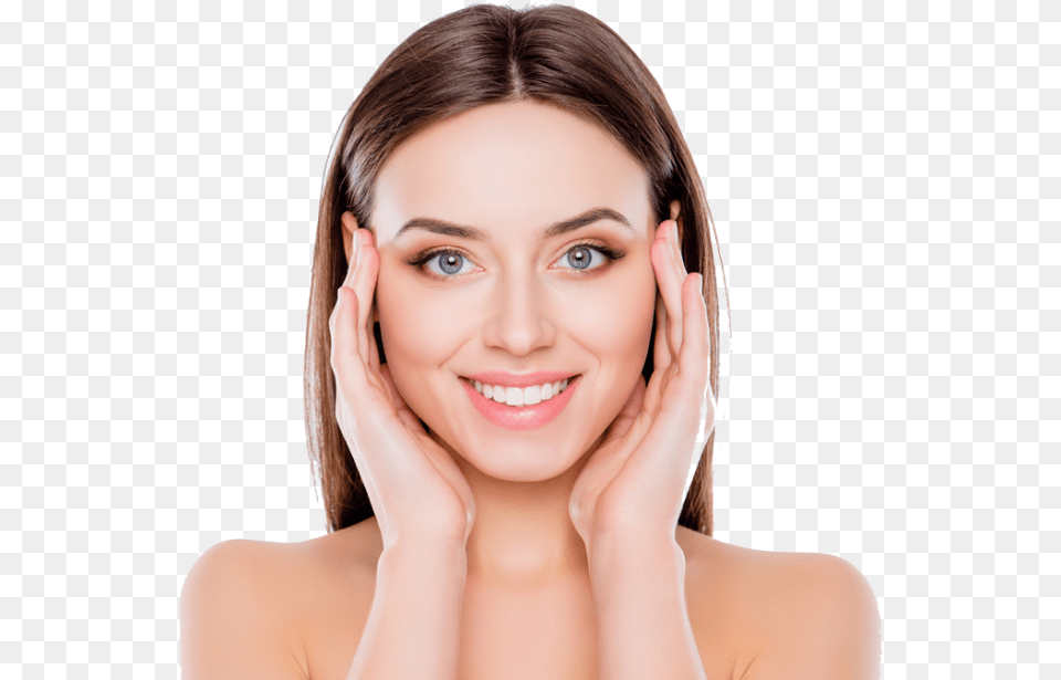 Treatment Beautiful Woman Touching Her Cheeks In Rochester Facial, Smile, Face, Portrait, Photography Free Png
