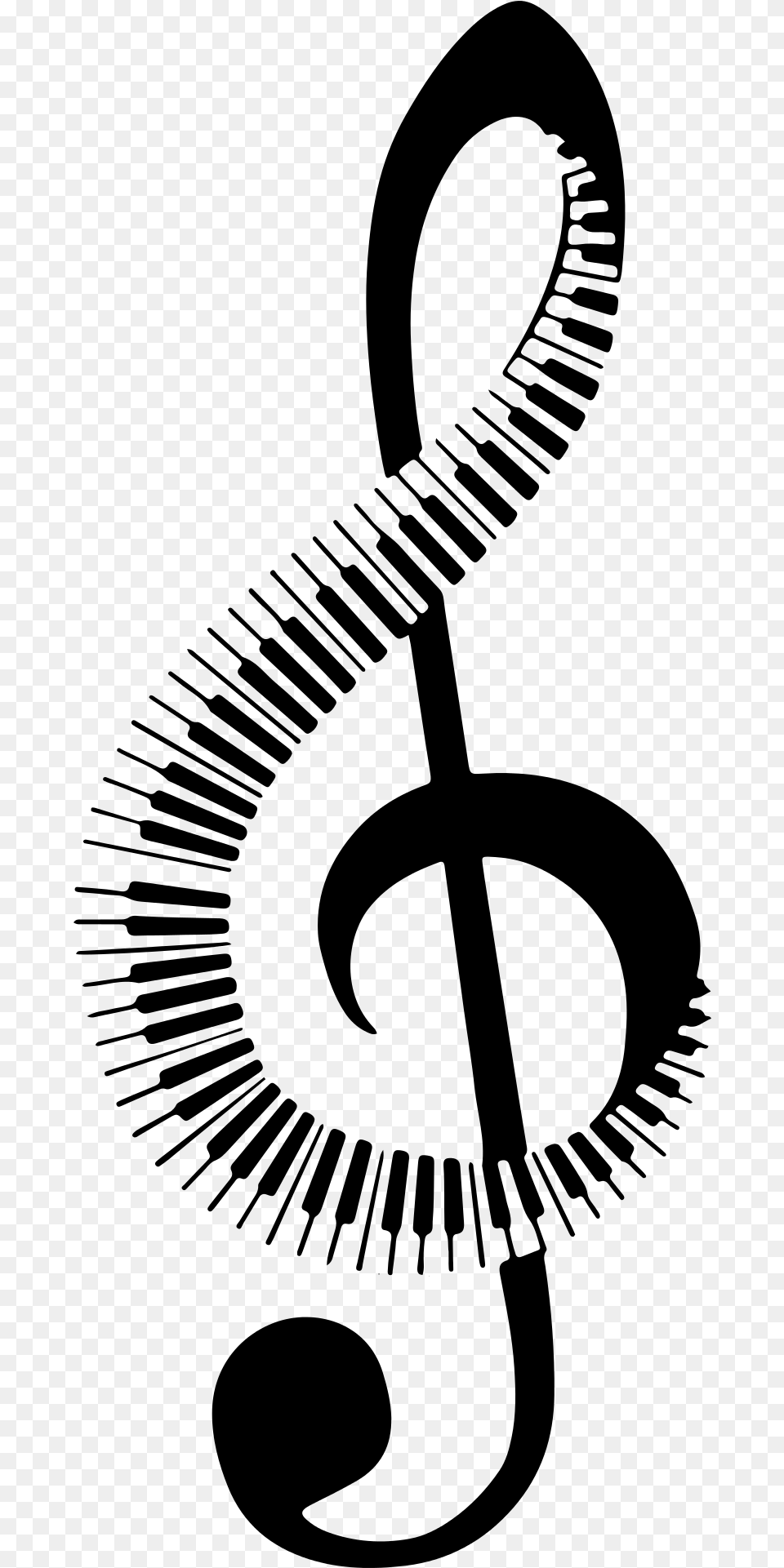 Treble Clef, Gray Png