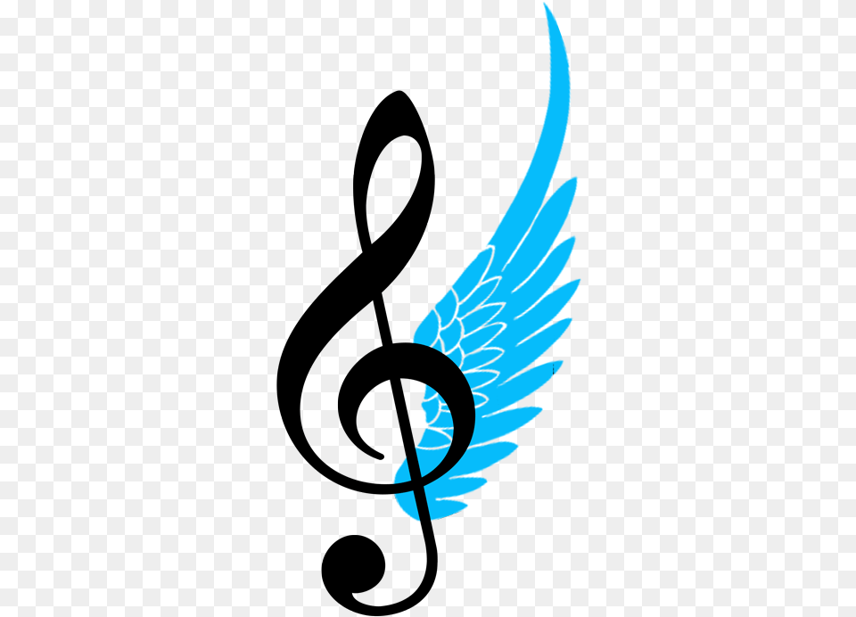 Treble Clef And Wing By Blueneonartist D6olkmc Music Note Music Note Cutie Mark, Person, Silhouette Free Png
