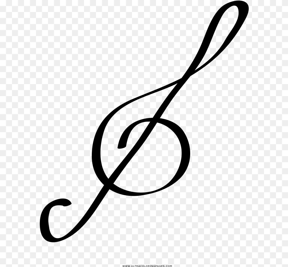 Treble Clef Coloring, Gray Free Png Download