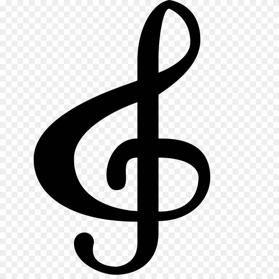 Treble Clef Icon, Gray Png