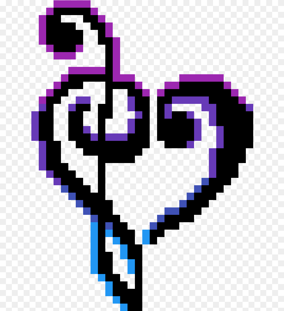 Treble Clef Music Heart Pixel Art Transparent Cartoon Treble And Bass Clef Heart, Purple Png