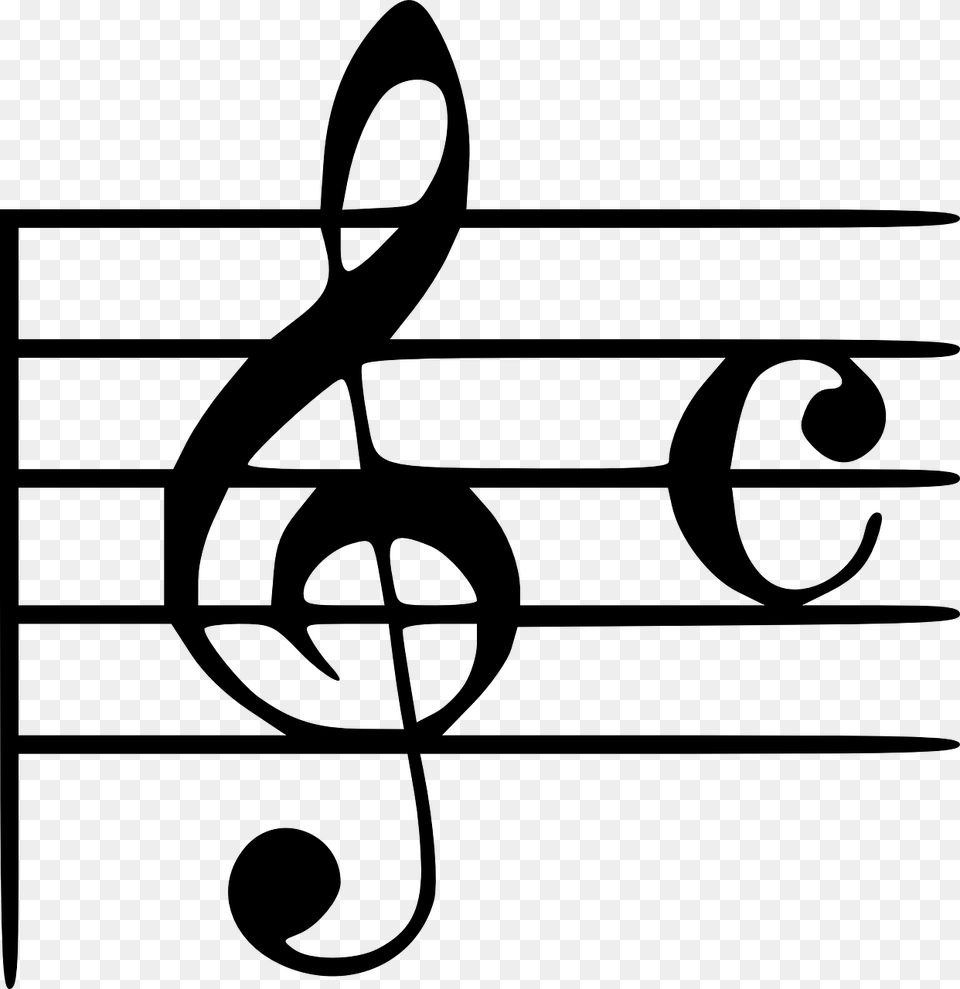 Treble Clef With Ac, Gray Png