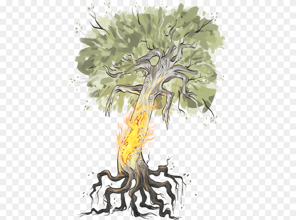 Tree Bark Grey Tumblr Illustration, Art, Plant, Painting, Fire Free Png Download
