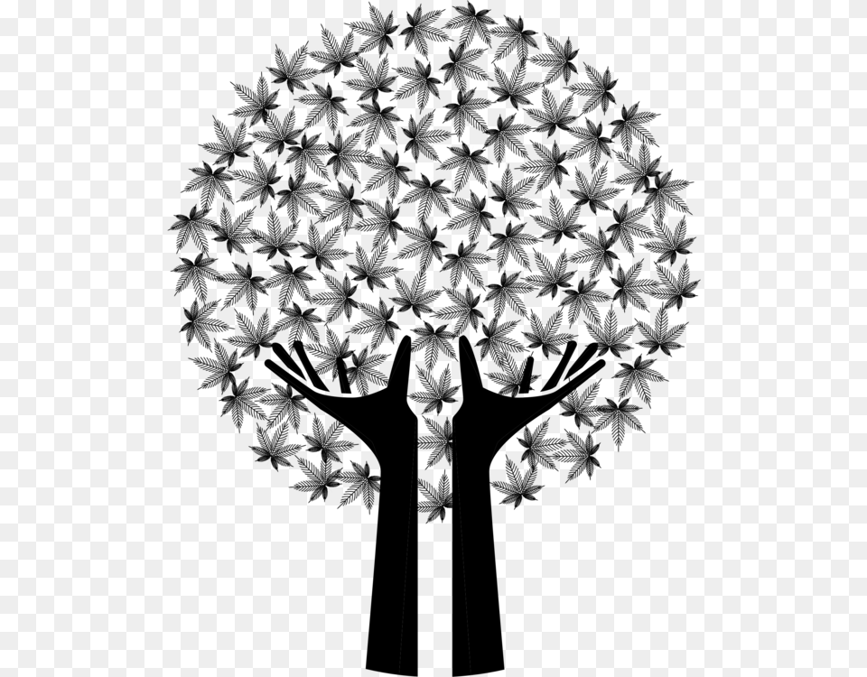 Tree Black And White Drug Hemp Watercolor Painting, Gray Free Png Download