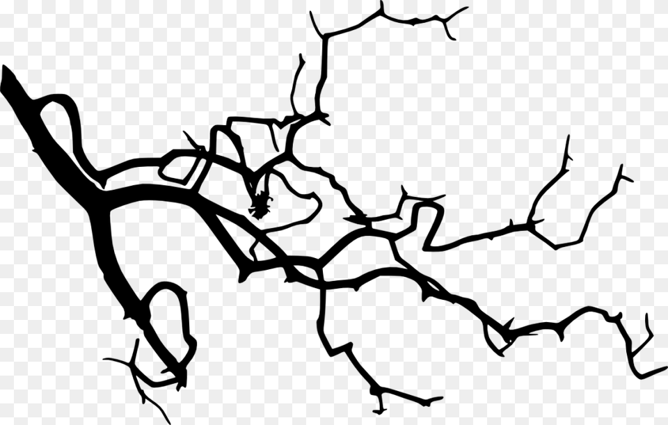 Tree Branch Silhouette, Gray Free Png