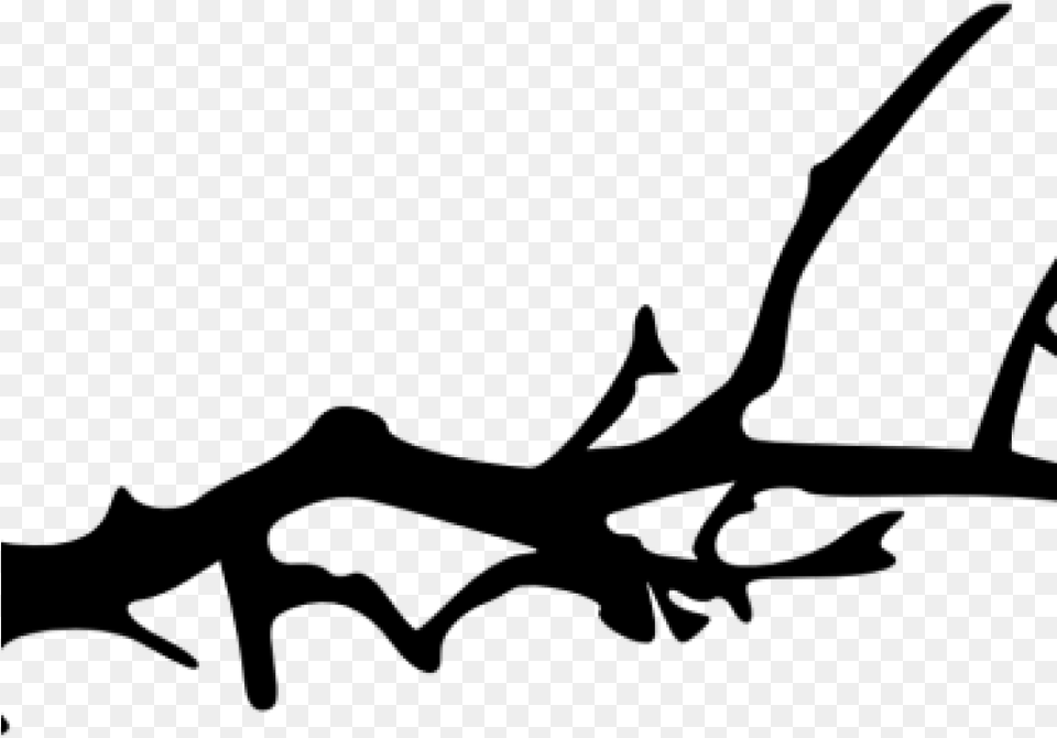 Tree Branch Silhouette Black And White Branch Clip Art, Gray Png Image