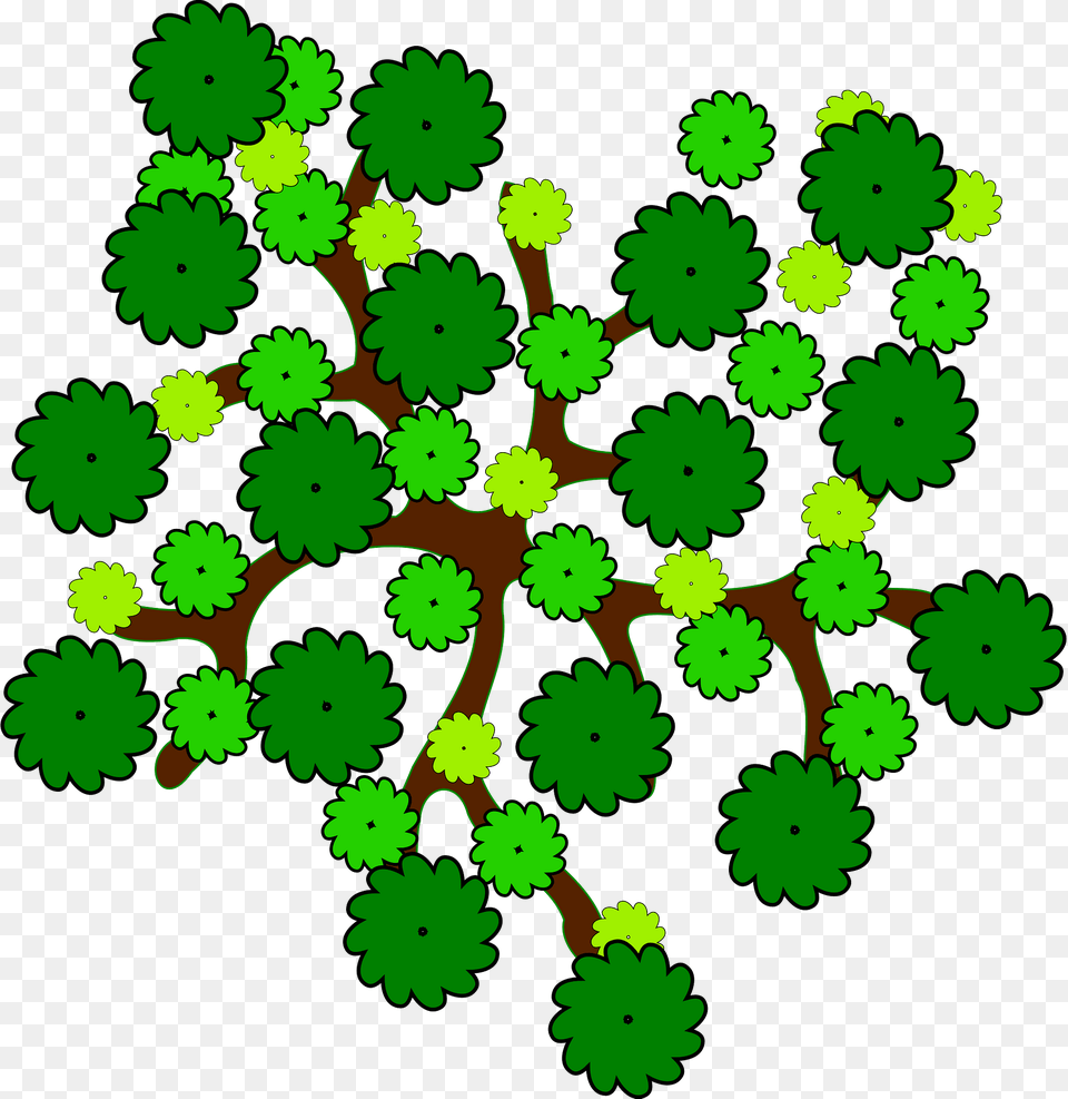 Tree Branches With Round Green Leaves Clipart, Pattern, Plant, Vegetation, Art Png