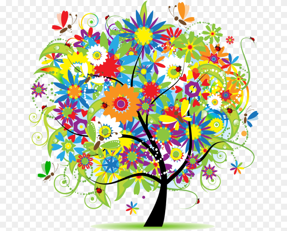 Tree Color Paint, Art, Floral Design, Graphics, Pattern Png Image
