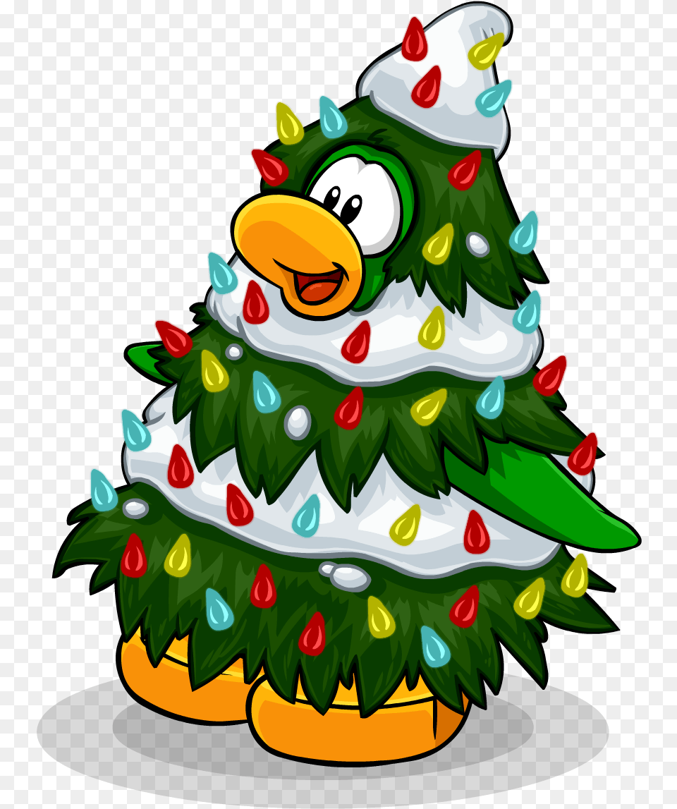 Tree Costume Happy Holidays Postcard Club Penguin Christmas Tree, Plant, Christmas Decorations, Festival, Christmas Tree Free Png Download