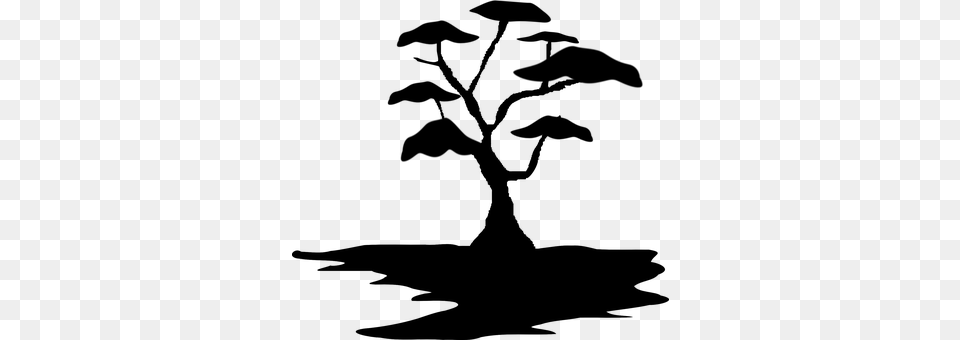 Tree Exotic Landscape Soil Growing Bonsai African Tree Silhouette Simple, Gray Free Png Download