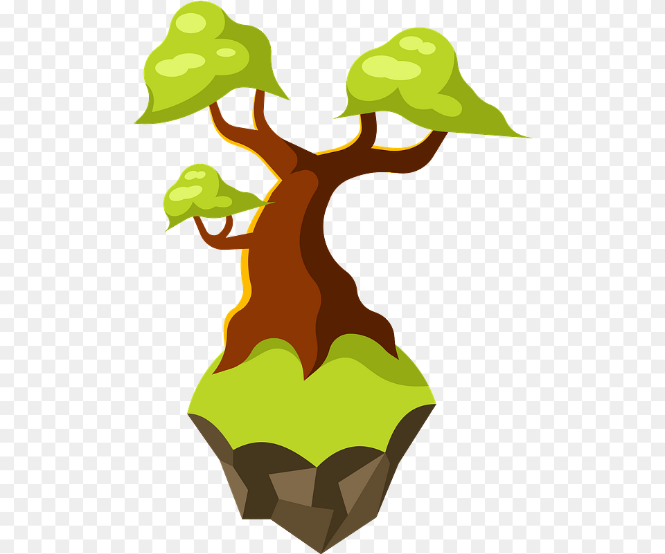 Tree Flying Island Clipart Clip Art, Plant, Land, Nature, Outdoors Png Image