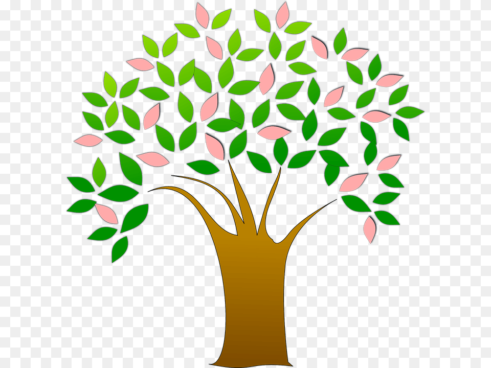 Tree Fresh Leaves Green Pink New Life Spring Clipart Life, Art, Plant, Leaf, Potted Plant Free Transparent Png