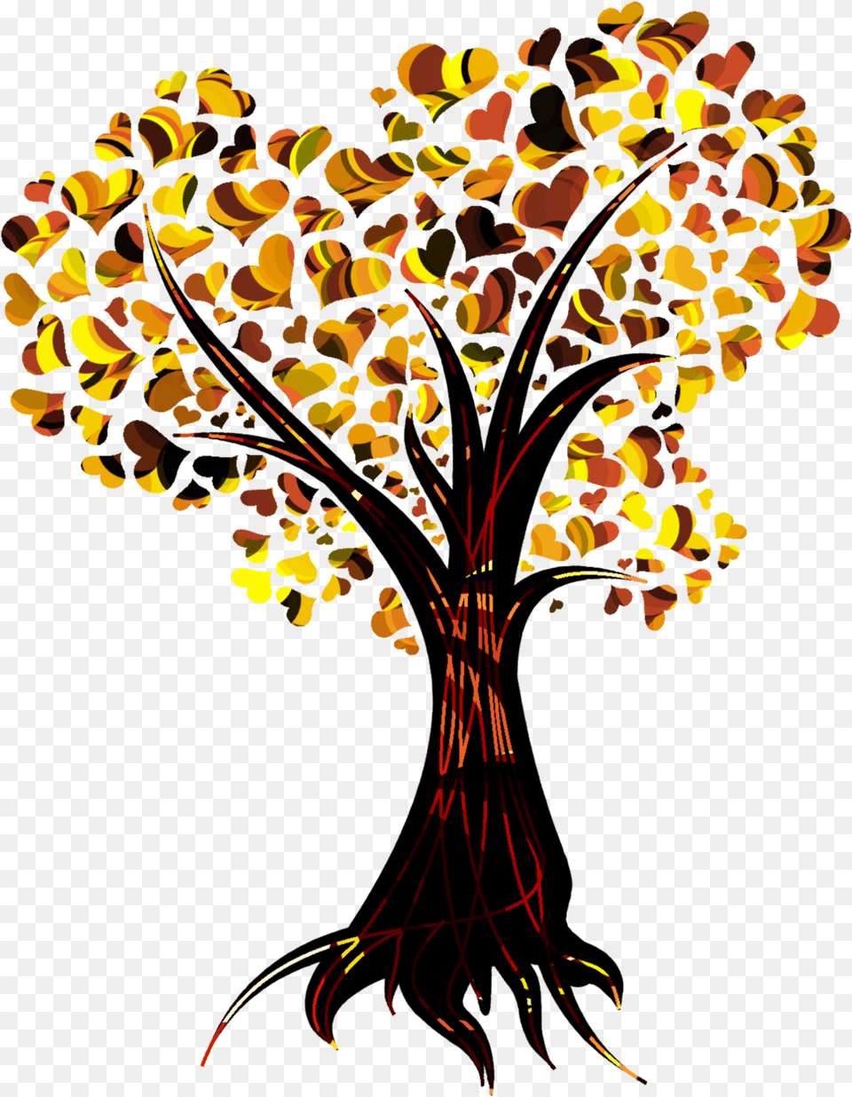 Tree Heart Autumn Leaf Color Clip Art Hearts In Fall Colors, Floral Design, Graphics, Modern Art, Pattern Png Image