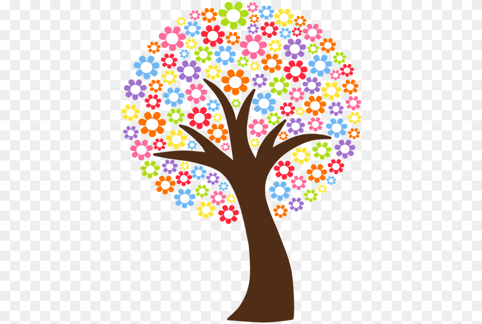 Tree Heart Cliparts 14 Arvore Com Flores 720x720 Colorful Flowers Tree, Art, Graphics, Plant, Chandelier Png