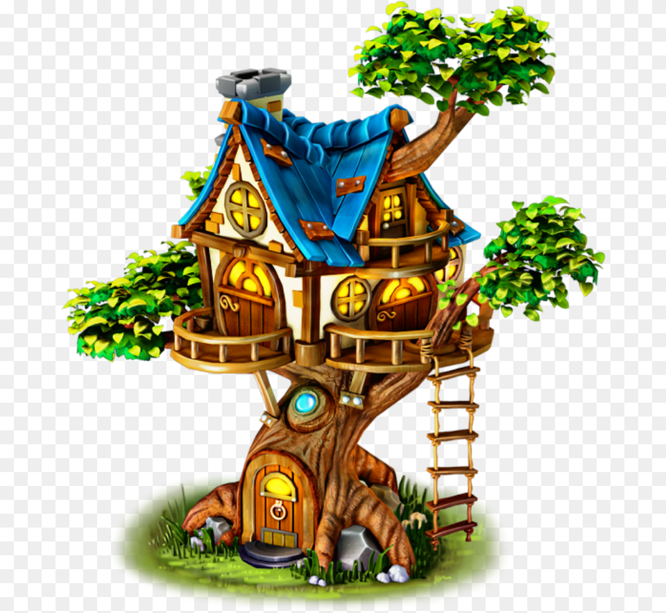 Tree House Cartoon Clipart Clipart Tree House, Symbol, Emblem, Potted Plant, Plant Free Png