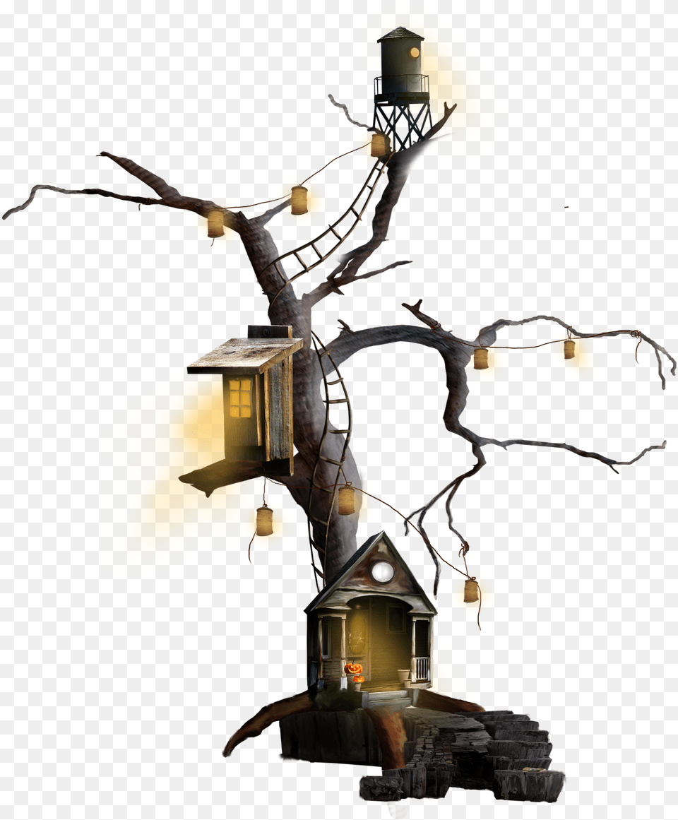 Tree House Halloween Clip Art Rat Download Tree House, Lighting, Lamp Png Image