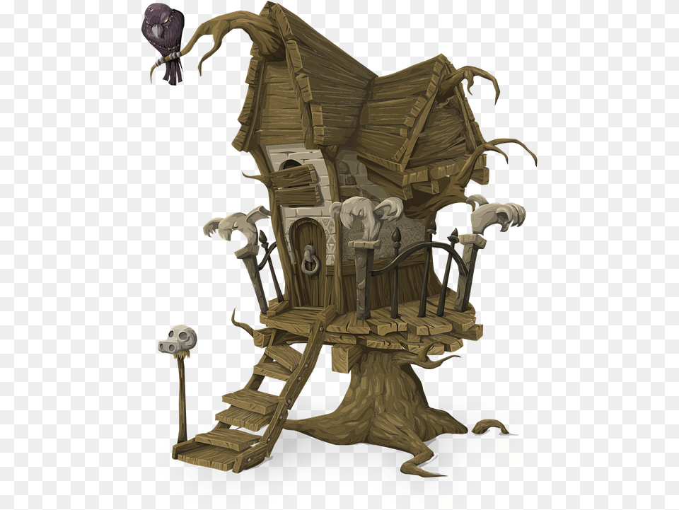 Tree House Home Building Architecture Spooky Haunted Tree House Clipart, Furniture, Adult, Bride, Female Free Png