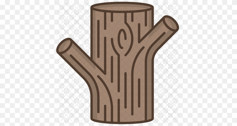Tree Icon Of Colored Outline Style Tree Trunk Icon, Plant, Wood, Clothing, Glove Free Png