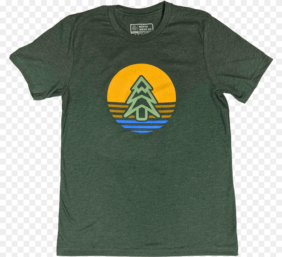 Tree Icon Sunrise Heather Forest T Shirt Short Sleeve, Clothing, T-shirt Png