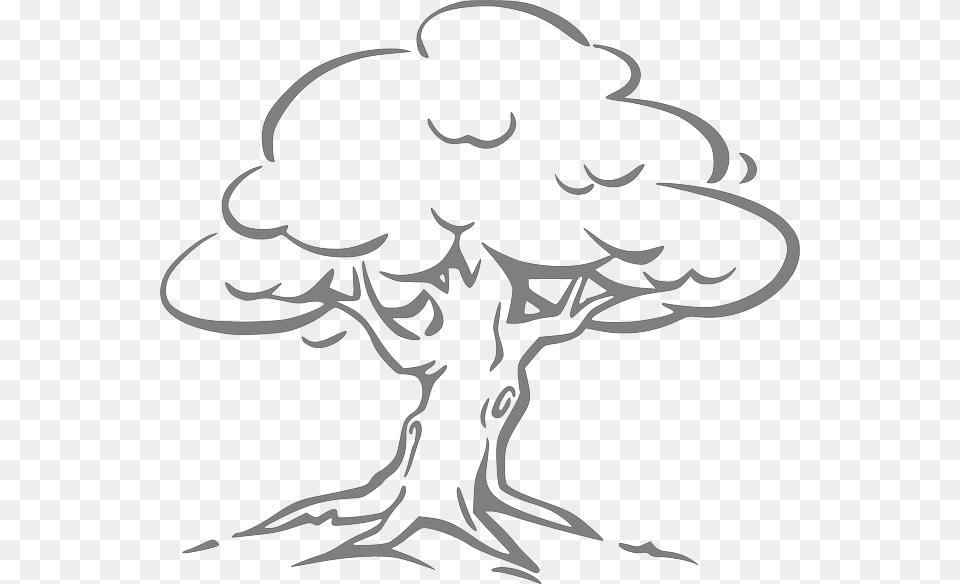 Tree Black And White Clipart, Stencil, Silhouette, Person Png Image