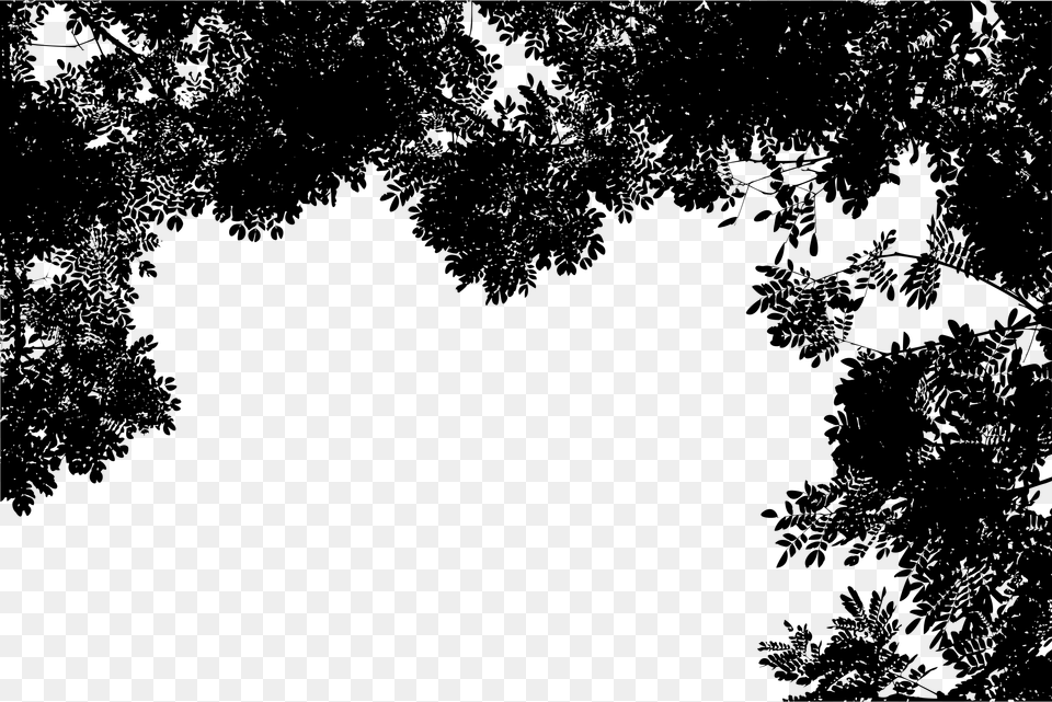 Tree Leaves Silhouette, Gray Png Image