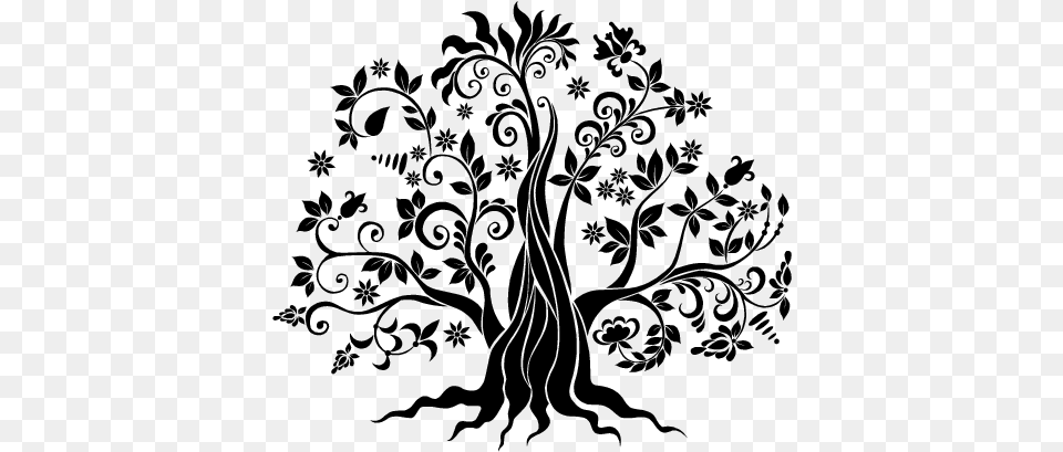 Tree Of Life Svg Black And White Tree Drawing On Wall, Gray Free Png Download