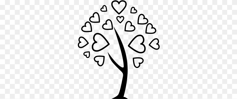 Tree Of Love With Heart Shaped Leaves Vector Transparent Tree With Love, Gray Free Png Download