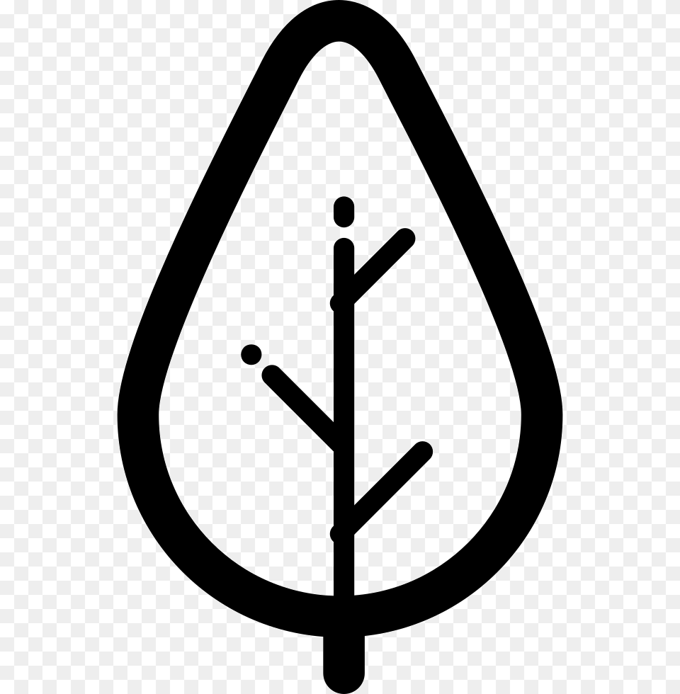Tree Outline Of Leaf Shape Tree Icon Outline, Sign, Symbol, Road Sign, Ammunition Free Png Download
