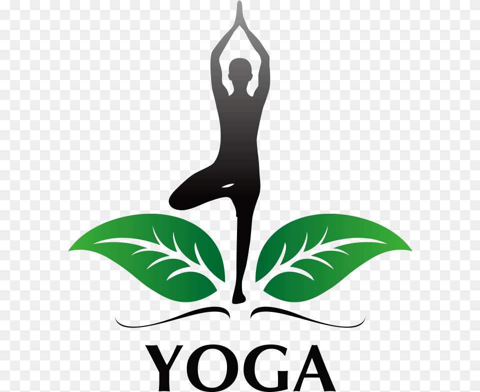 Tree Pose Green Leaves Yoga Logo Design Transparent Logo Joga, Leaf, Plant, Person Png Image