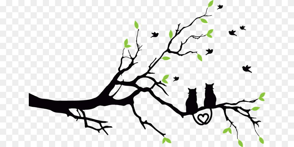 Tree Print On Wall Clipart Cat On Tree Silhouette, Animal, Firefly, Insect, Invertebrate Free Png Download