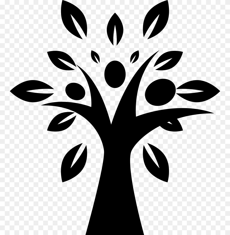 Tree Shape With Leaves Tree Leaves Icon, Stencil, Silhouette, Person, Art Free Transparent Png