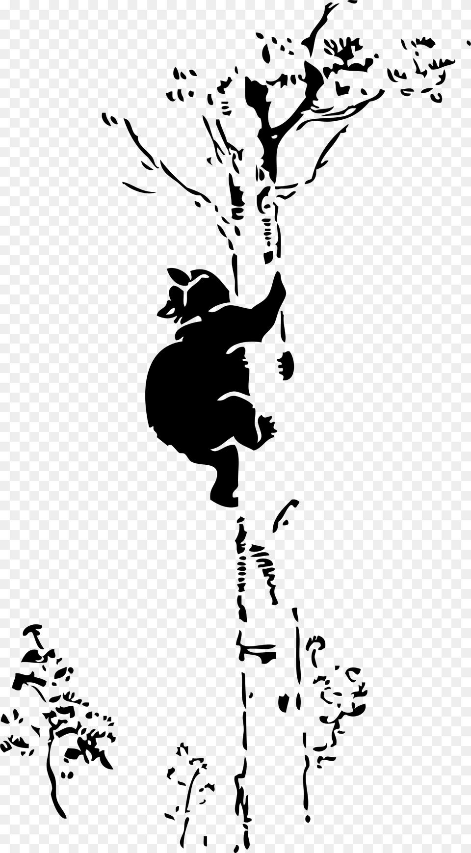 Tree Silhouette Vector Bear In Tree Silhouette, Gray Free Png