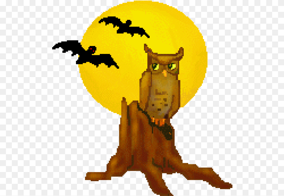 Tree Stump Bats And Moons Owls Clip Art Halloween, Baby, Person, Outdoors, Nature Free Png