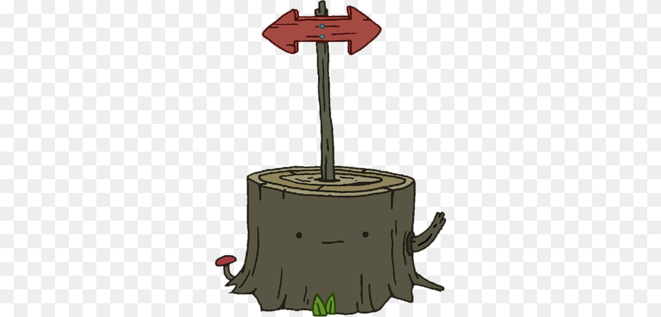 Tree Stump With Sign Adventure Time Stump, Plant, Tree Stump, Person, Weapon Free Png