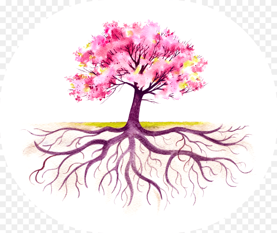 Tree Tattoo Arbol De Cerezo Con Raices, Flower, Plant, Art Free Transparent Png