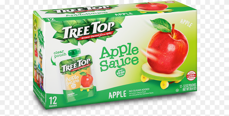 Tree Top No Sugar Added Apple Sauce Pouch 12 Pack Tree Tree Top Applesauce Strawbweet Pouches 12 Pk, Food, Fruit, Plant, Produce Free Png Download