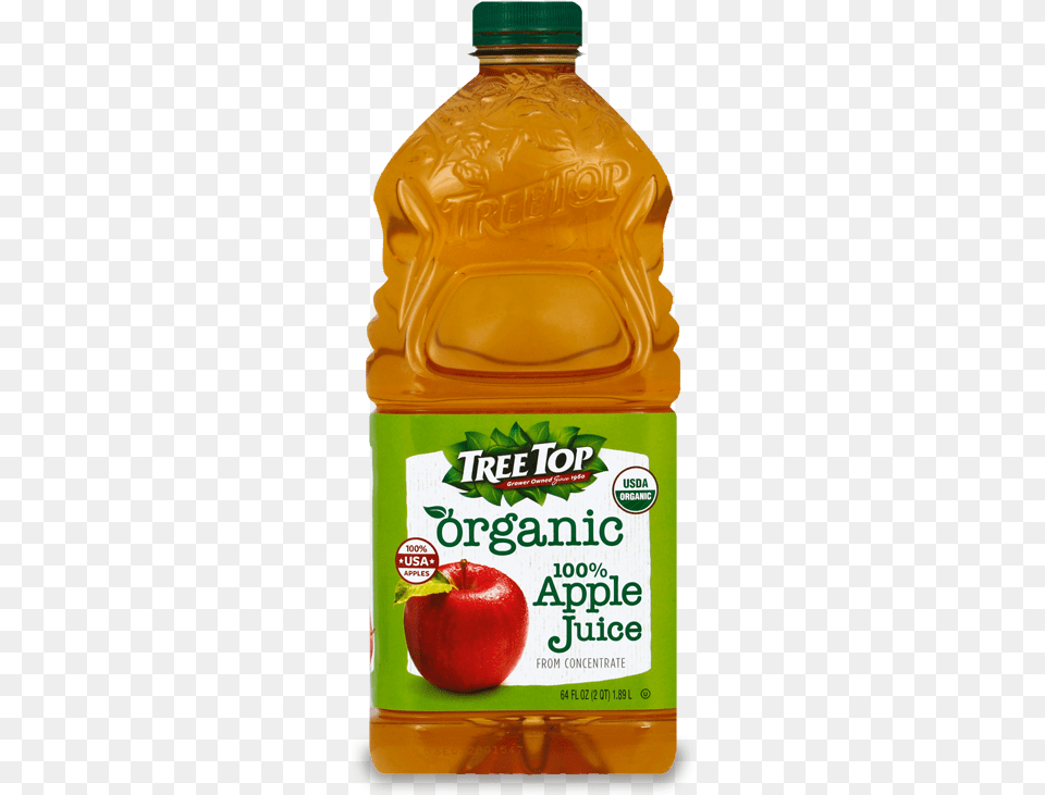 Tree Top Organic Apple Juice Plastic Bottle, Beverage, Food, Fruit, Plant Png