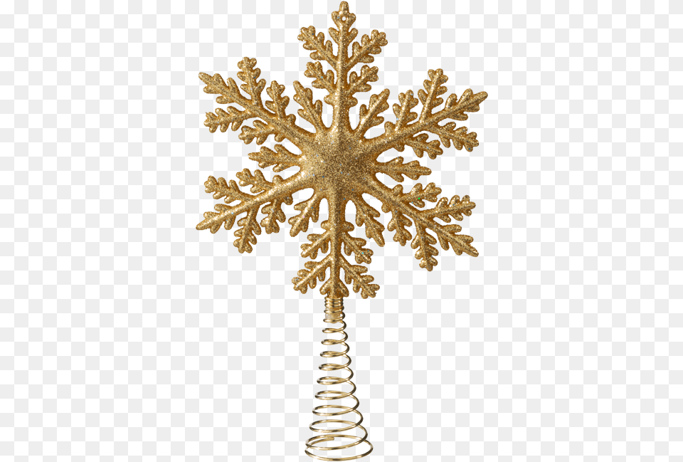 Tree Topper Snowflake With Glitter Gold Christmas Tree Topper, Cross, Outdoors, Symbol, Nature Free Png Download