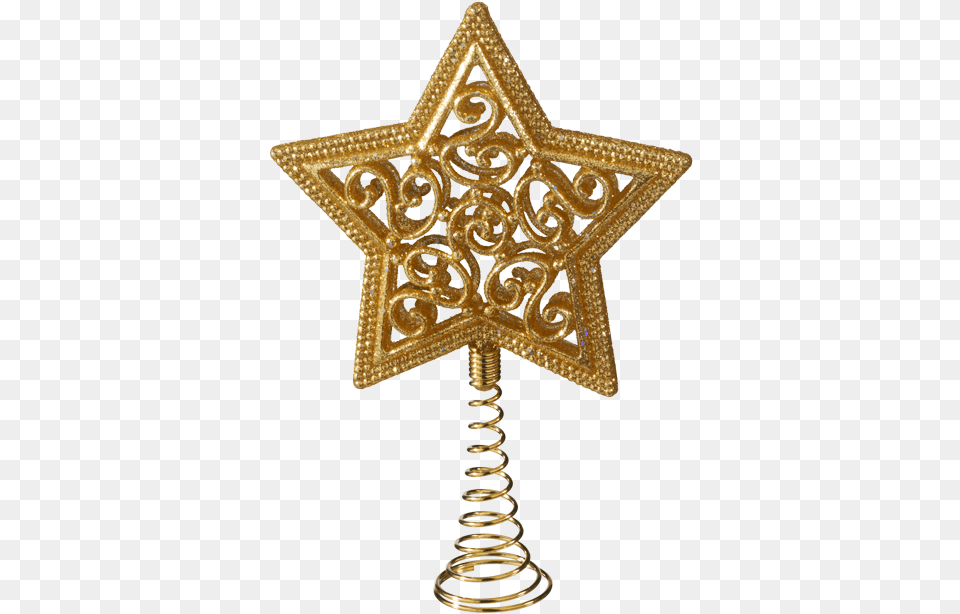 Tree Topper Star With Glitter Gold Sparkle Black Stars Brass, Cross, Symbol, Accessories, Earring Free Png