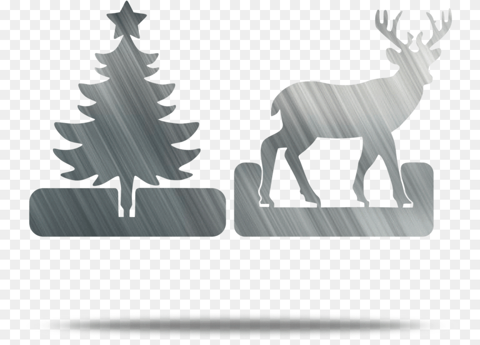Tree U0026 Deer Folder Decor Silhouette Christmas Tree, Animal, Mammal, Wildlife, Adult Free Png