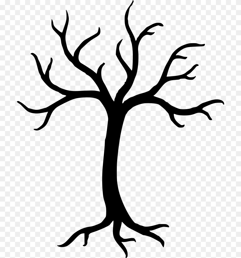 Tree With 5 Branches, Gray Png